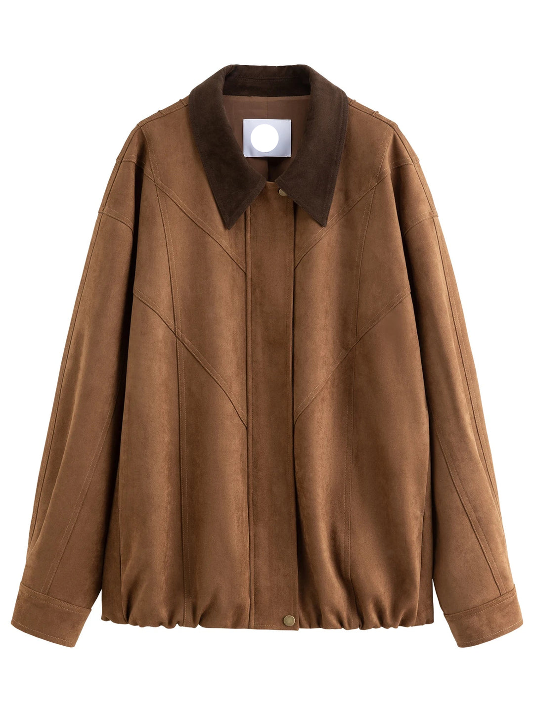 Brown jacket with a dark collar on a white background