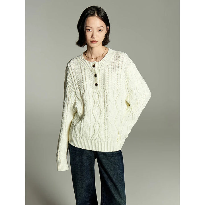 Rhombic Twisted Flower Pullover Sweater