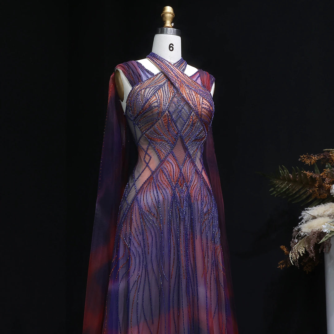 Alluring Criss Cross Halter Neck Party Dress