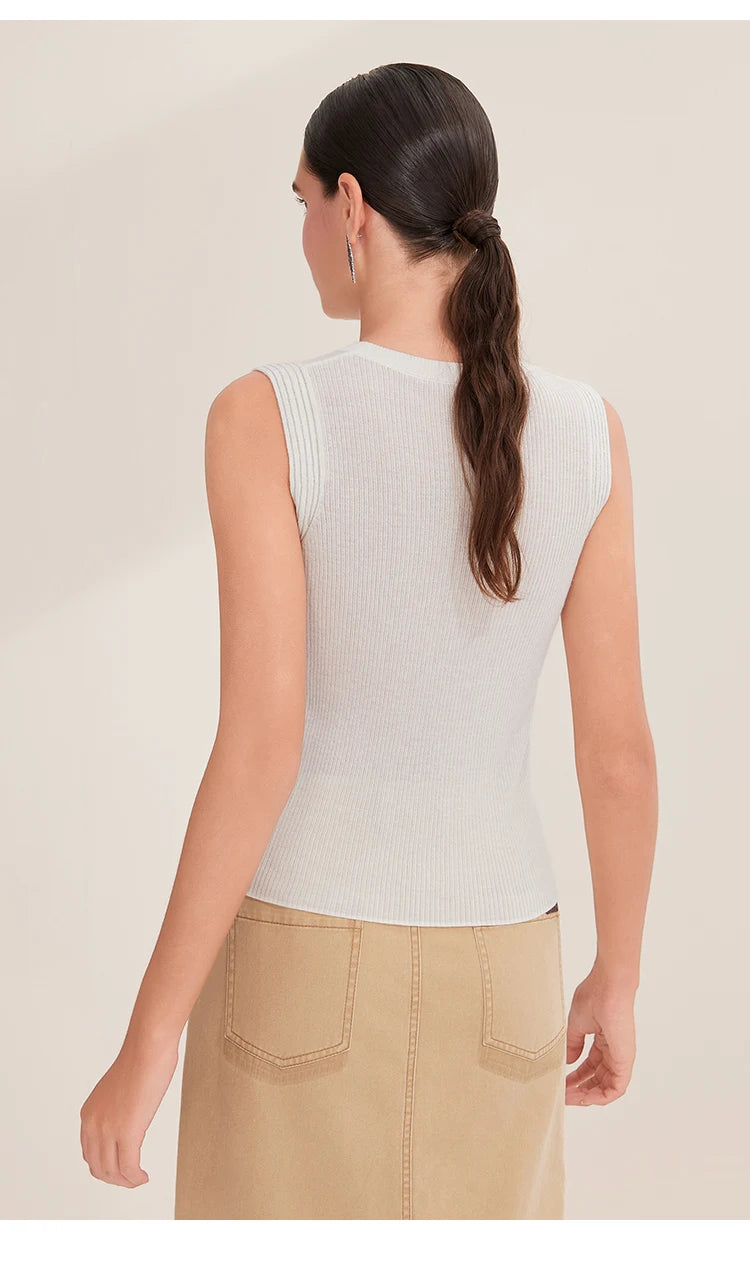Attractive Crew Neck Merino Wool Vest
