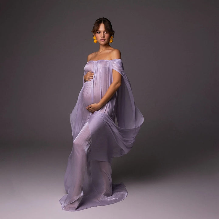 Luxurious Off-Shoulder Maternity Photography Gown