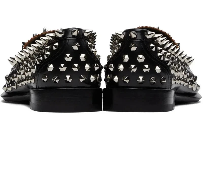 Stylish Studs Spike Slip-On Leather Loafers