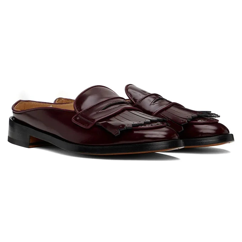 Embellished Fringe Real Leather Loafers