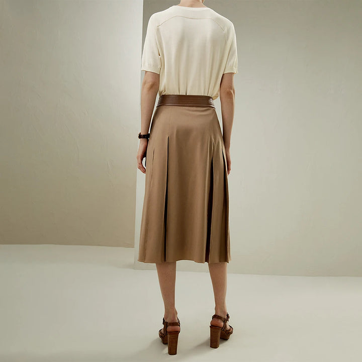 Refined Merino Wool Wrap Midi Skirt