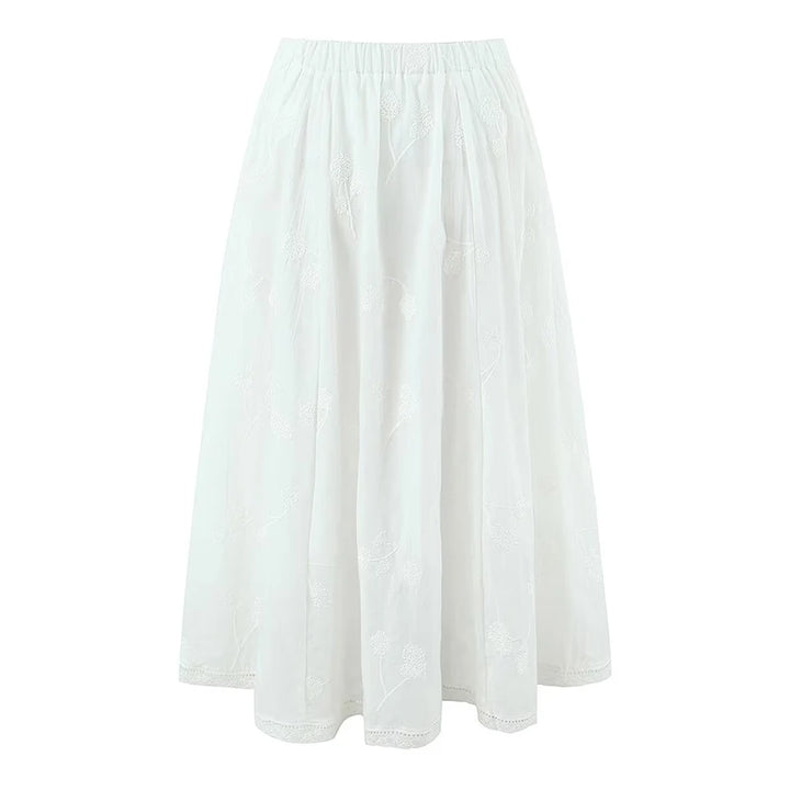 Classic Floral Embroidered Midi Skirt