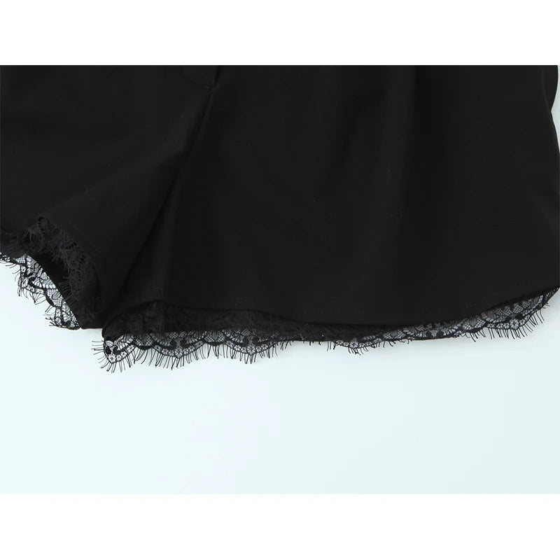 Classic Lace Trim High Waist Shorts