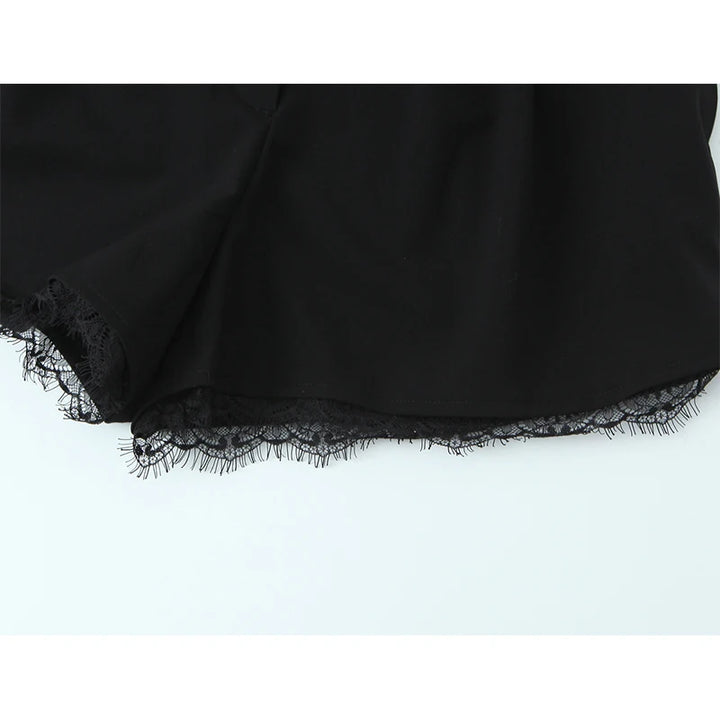 Classic Lace Trim High Waist Shorts