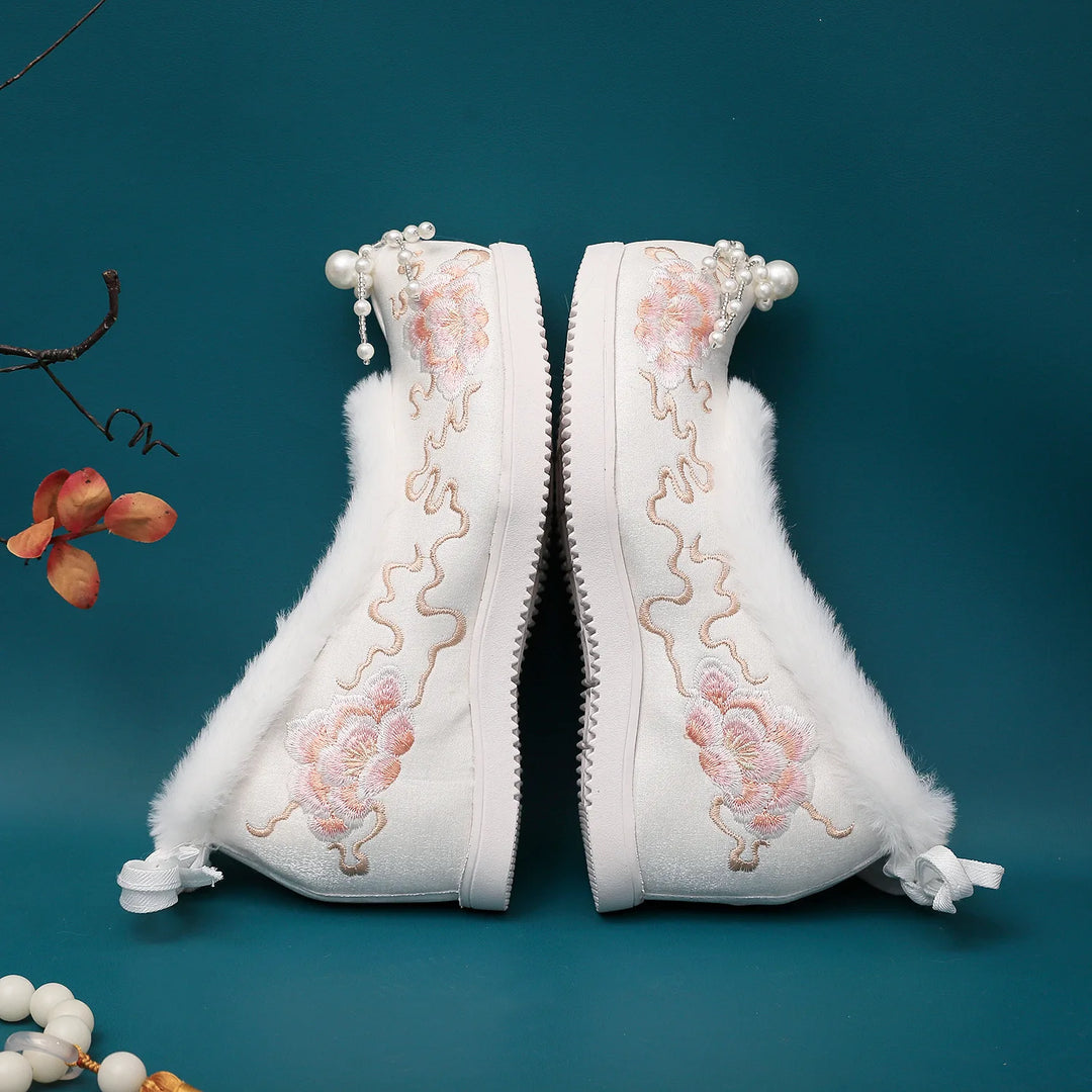 Antique Lolita Embroidered Bow Shoes