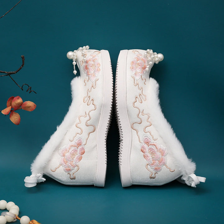 Antique Lolita Embroidered Bow Shoes