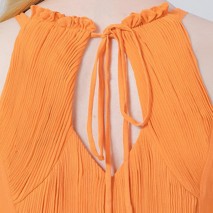 Marigold Georgette Silk Folds Dress
