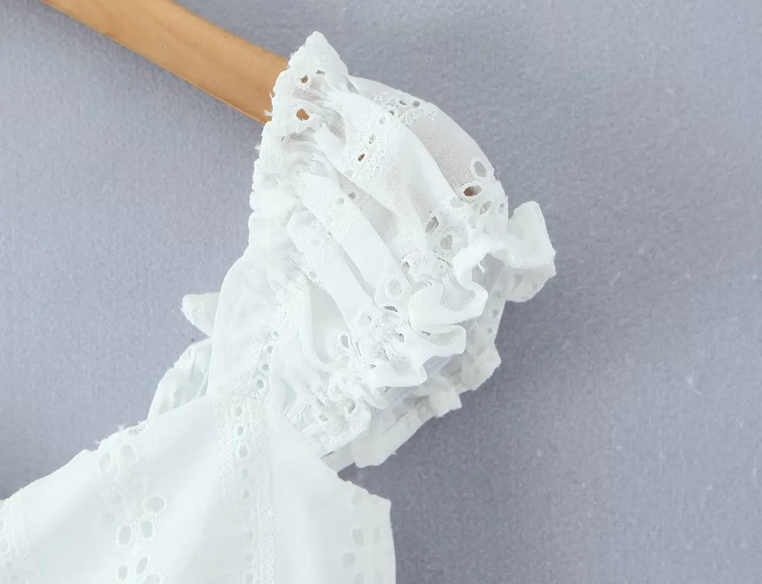 Lovely Hollow Out Embroidered Top