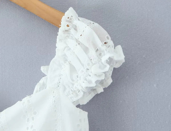 Lovely Hollow Out Embroidered Top