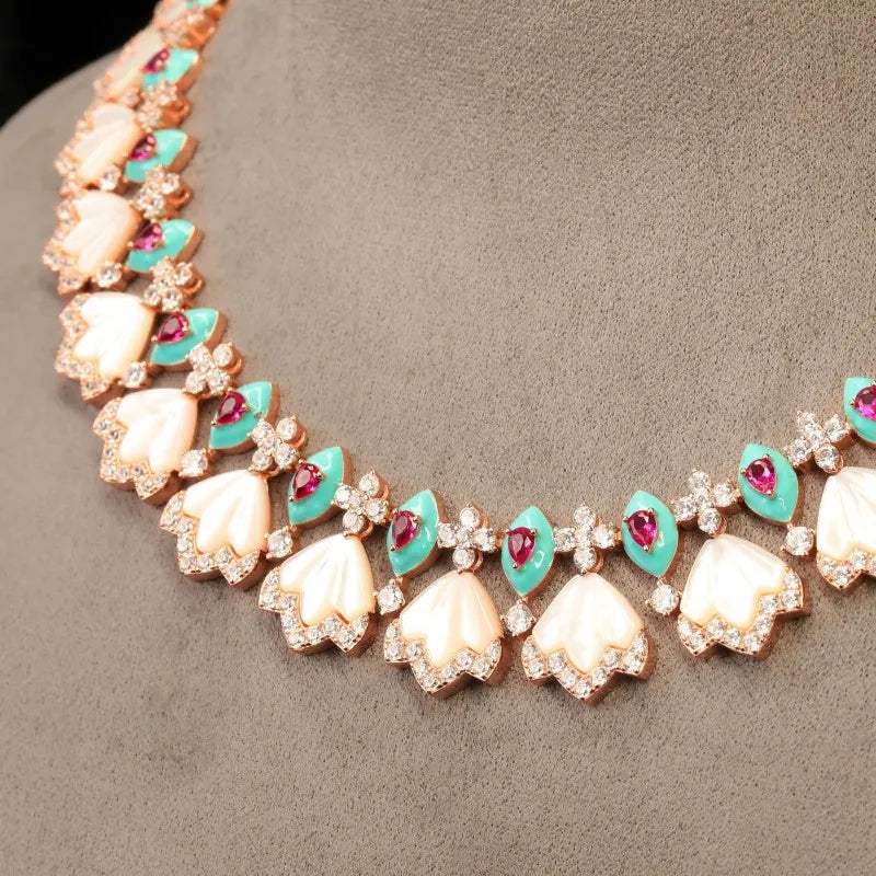 Lab Sapphire Diamond Accents Necklace