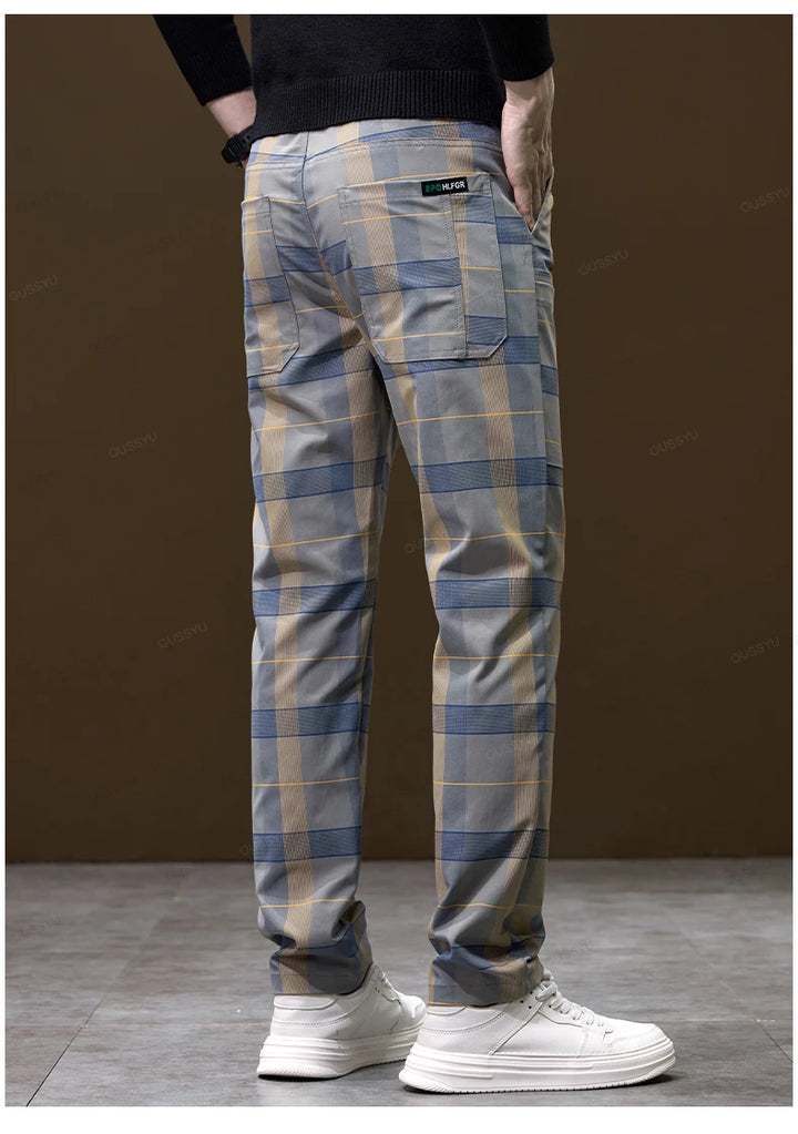 Luxury Plaid Check Slim Fit Pants