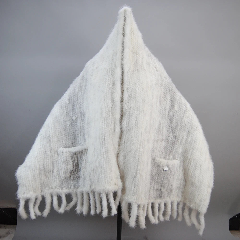 Refined Knitted Mink Fur Shawl