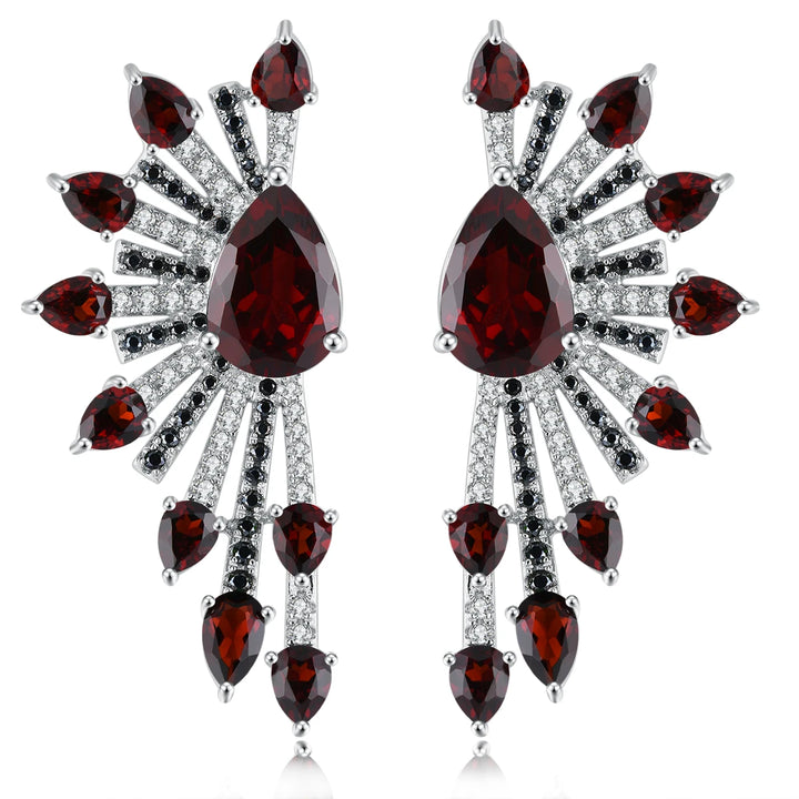 Natural Red Garnet Stud Earrings