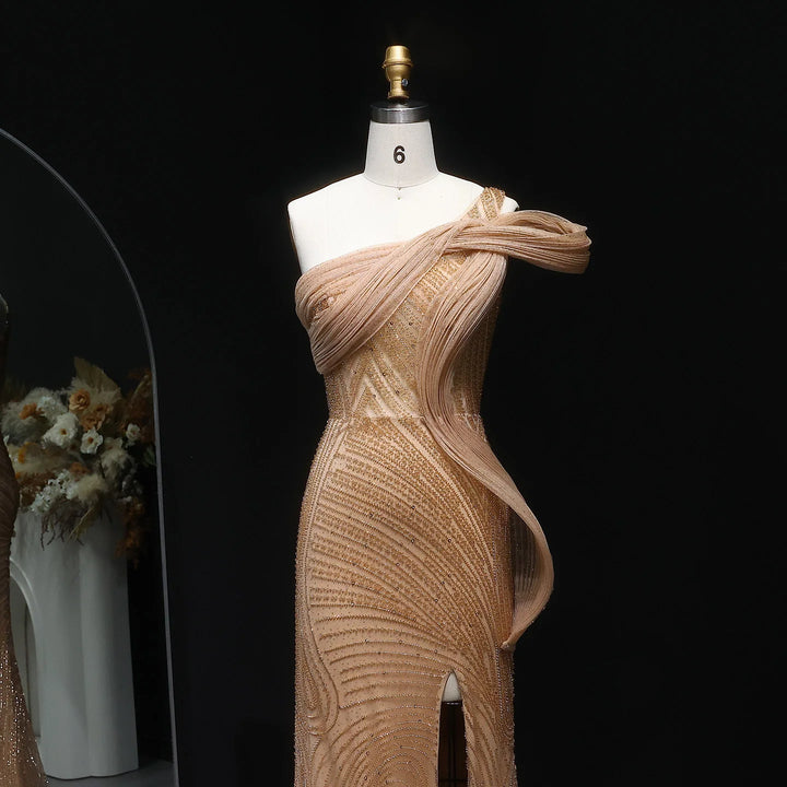 Luxury Caramel Mermaid Arabic Evening Dress
