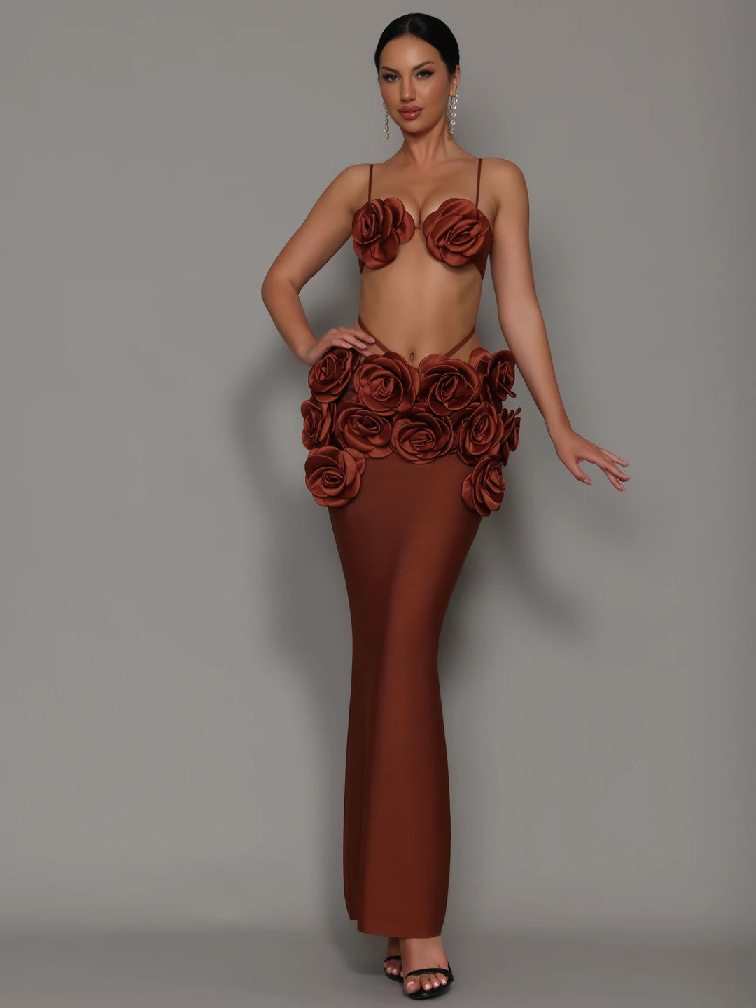 Floral Celebrity Style Two Piece Maxi Dress