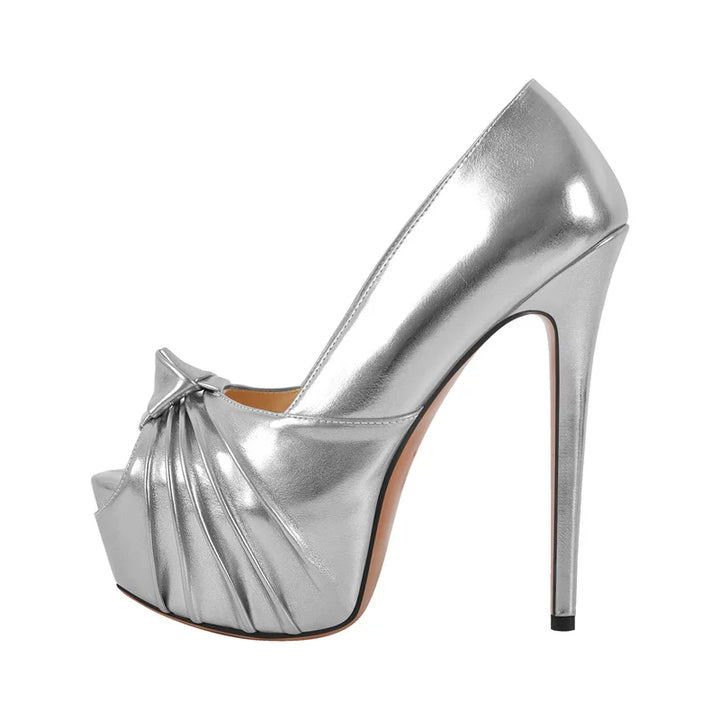 Glamorous Knot Bow Platform Pumps