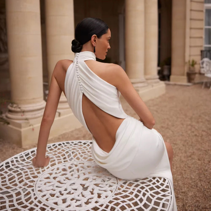 Classy Pleated Organza Bridal Gown