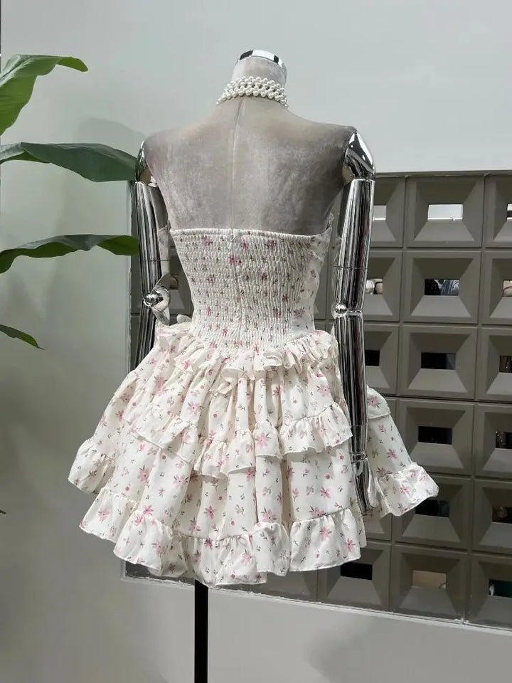 Luxury Lace Printed Two-Pieces Mini Dress