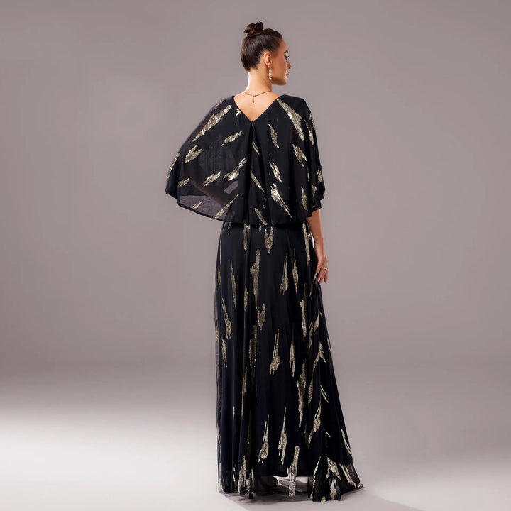 Sparkling Black V-Neck Formal Gown