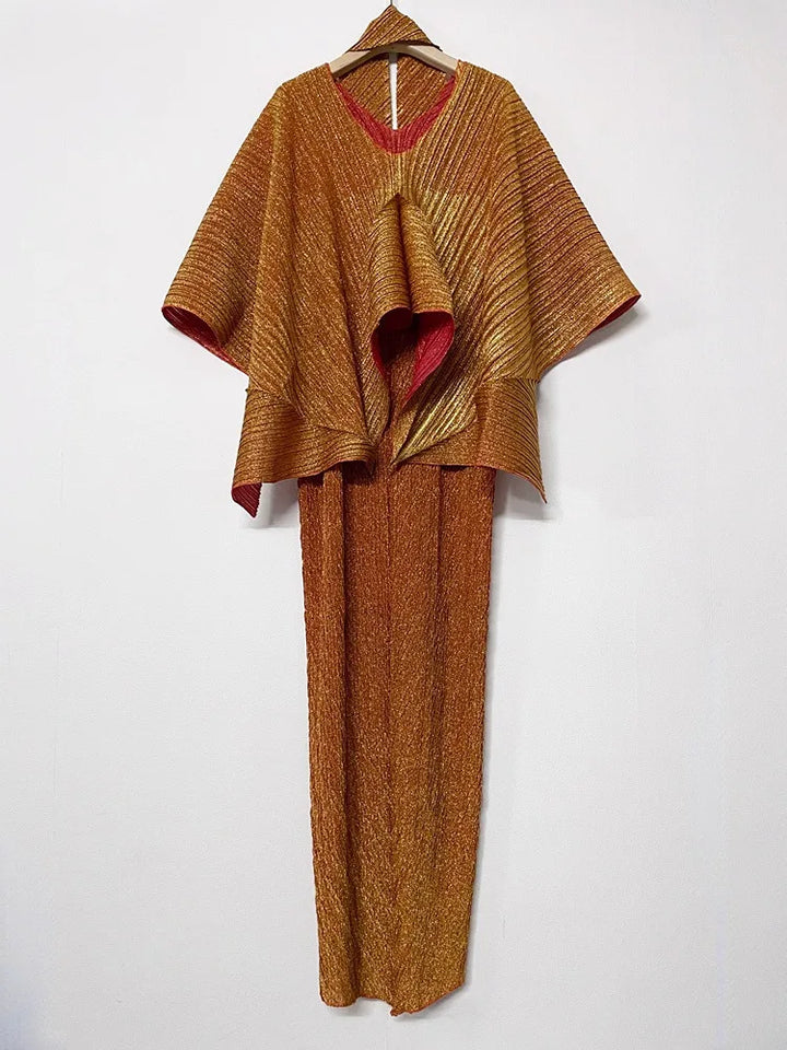 Elegant Pleated Women's 2-Piece Outfit Set