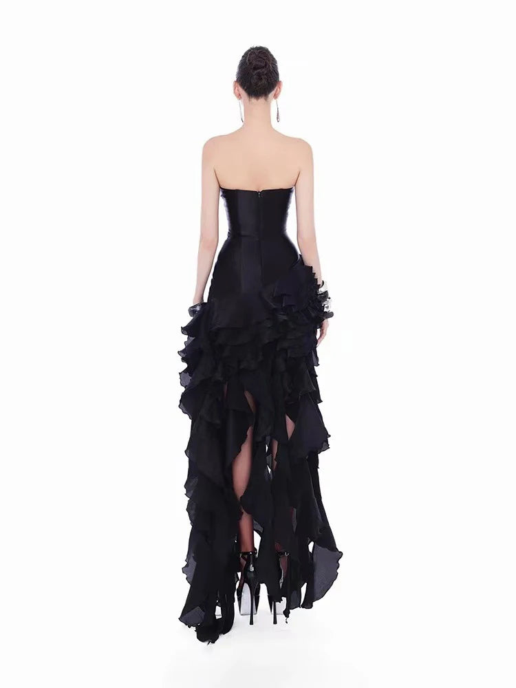 Breathtaking Strapless Ruffles Evening Dress