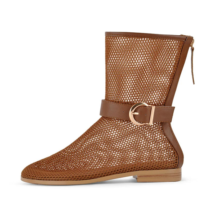 Brown mesh hollow-out women&
