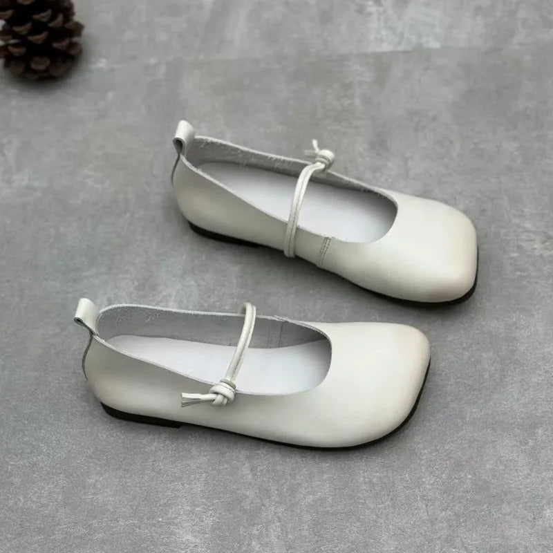 Classic Square Toe Soft Leather Flats