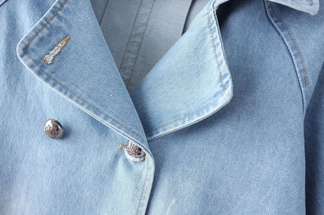 Elegant Cape Style Denim Jeans Coat