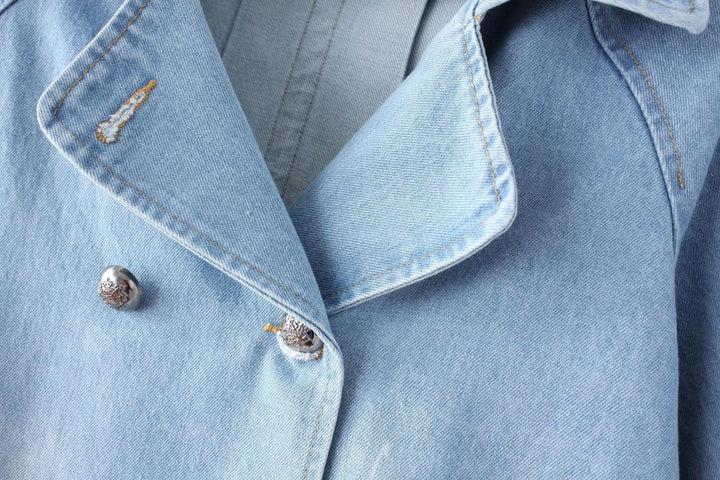 Elegant Cape Style Denim Jeans Coat