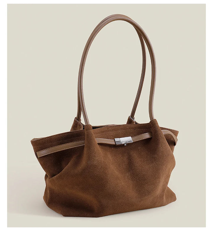Slouchy Style Suede Leather Handbag