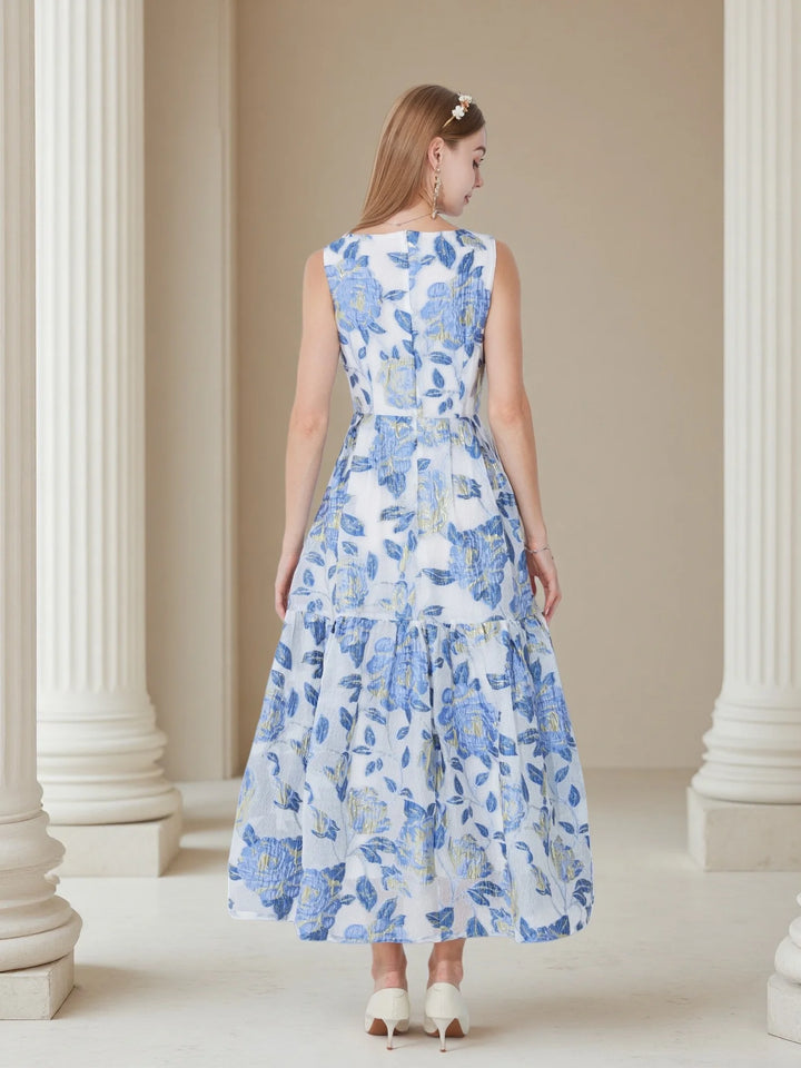 Luxury 3D Gold Thread Jacquard Gown