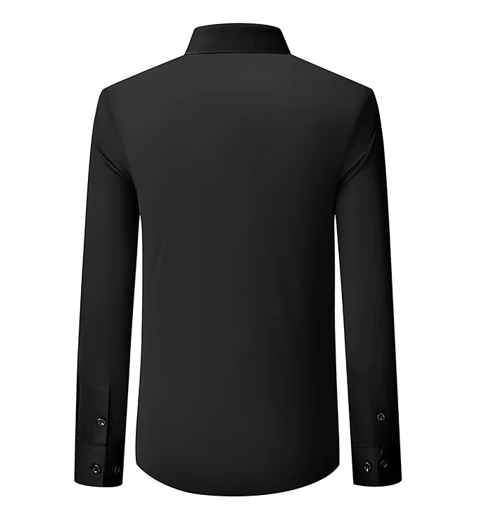 Black rhinestone casual shirt, long sleeves, button-front (back view)