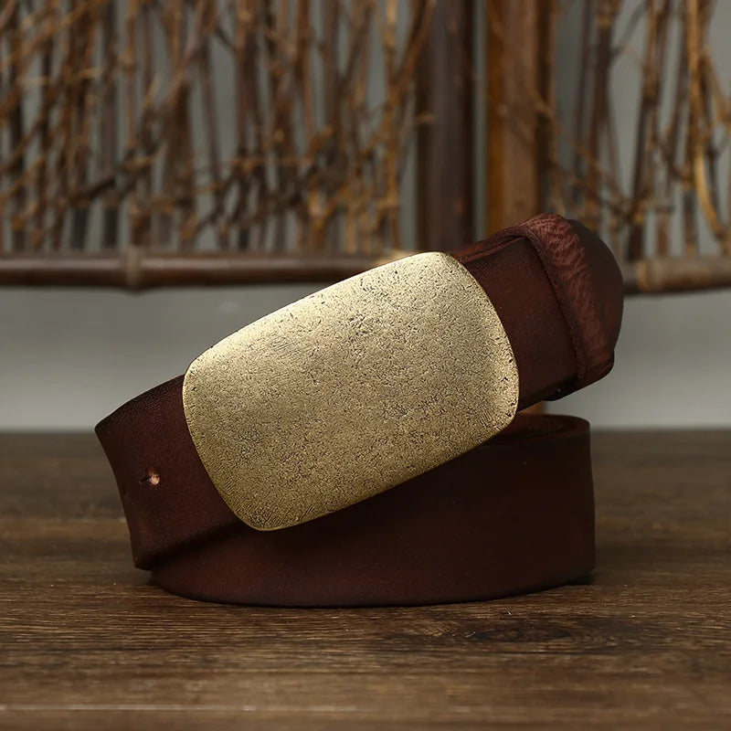 High Quality Fancy Brass Buckle Leather Belt