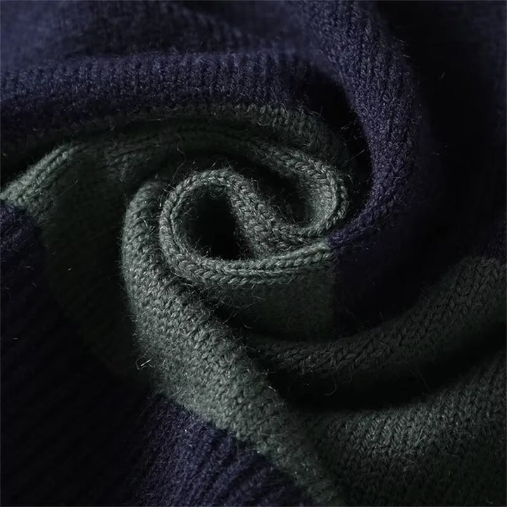 Stylish Striped Polo Sweater