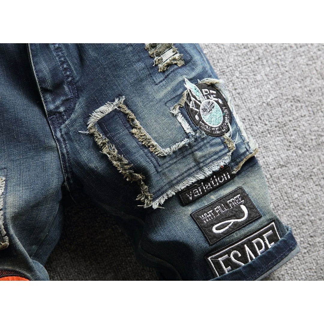 Modern Printed Loose Denim Shorts