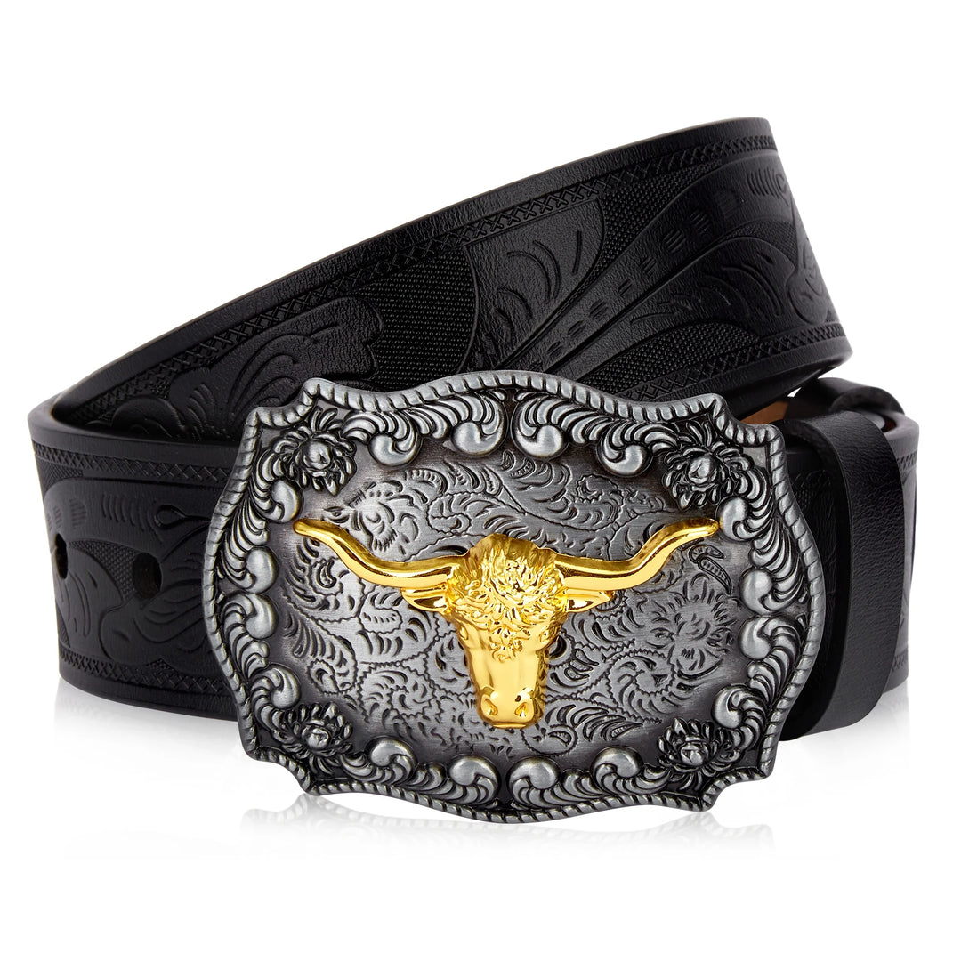 Two Layer Embossed Cowhide Leather Belt