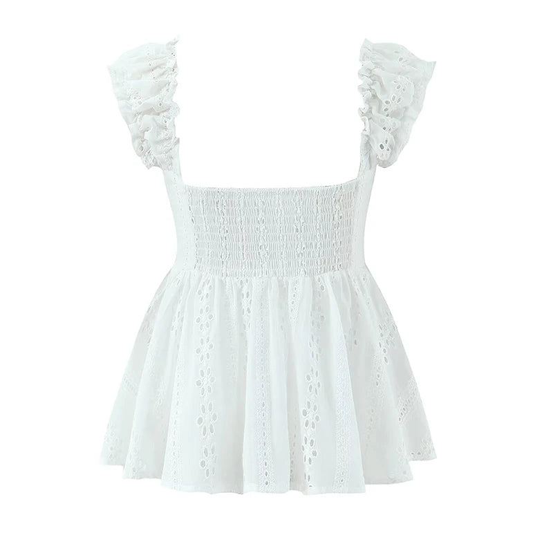 Lovely Hollow Out Embroidered Top