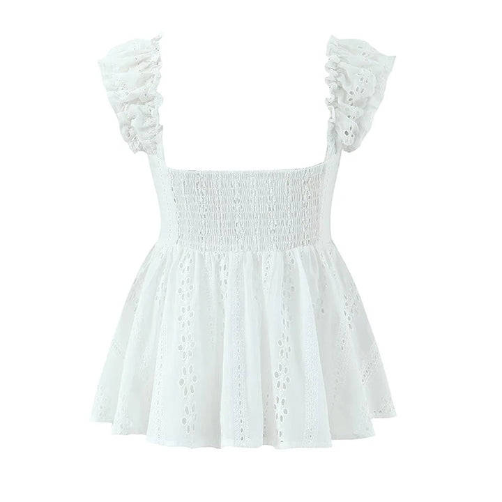 Lovely Hollow Out Embroidered Top