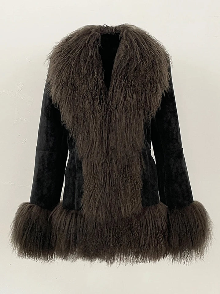 Real Natural Mongolia Sheep Fur Jacket