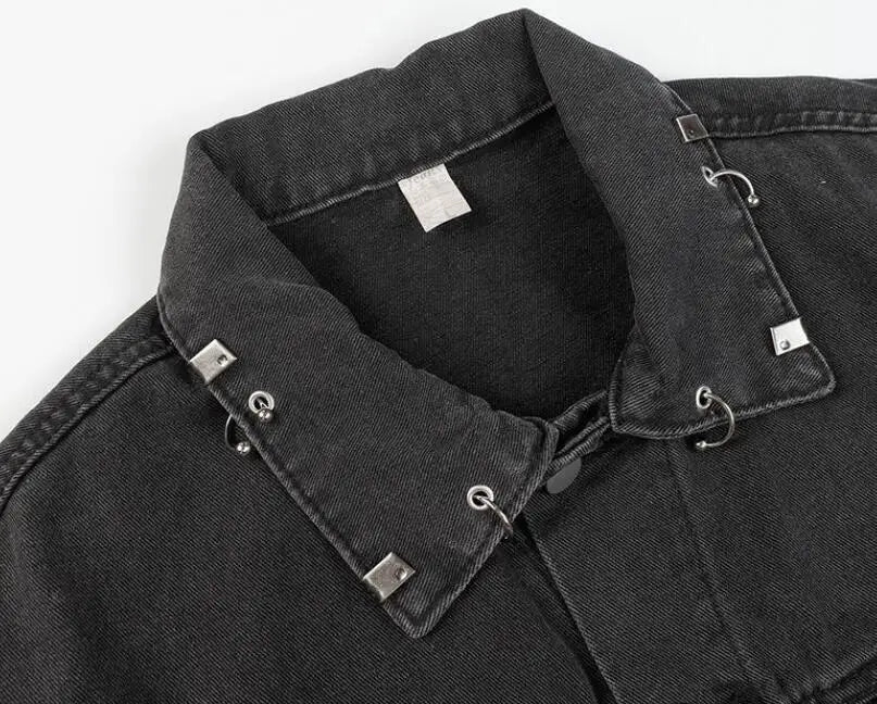 Trendy Rivet Oversized Denim Jacket