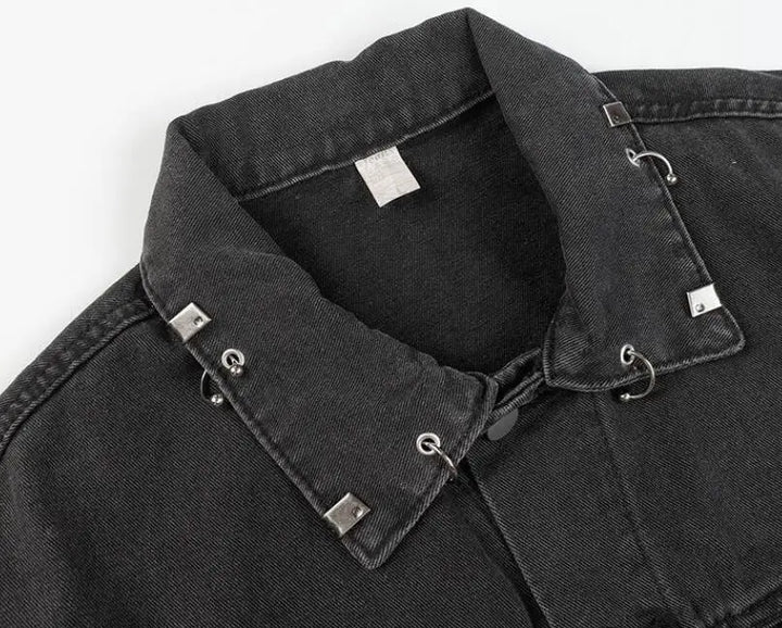Trendy Rivet Oversized Denim Jacket