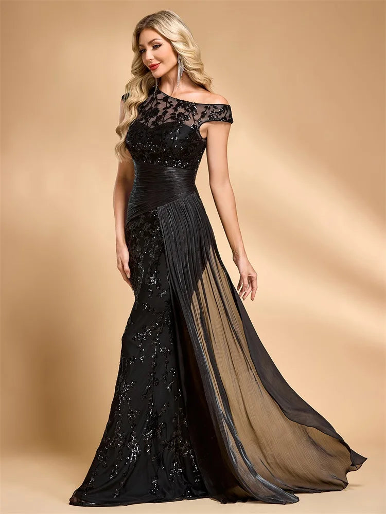 Sweet Sequin Ribbon Formal Dress