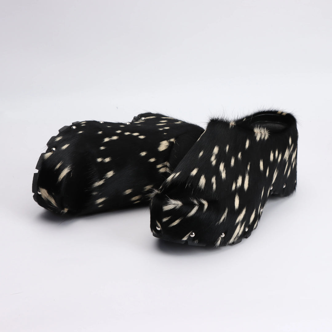 Soft Calf Hair Slip-On Mules