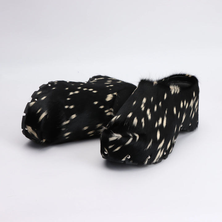Soft Calf Hair Slip-On Mules