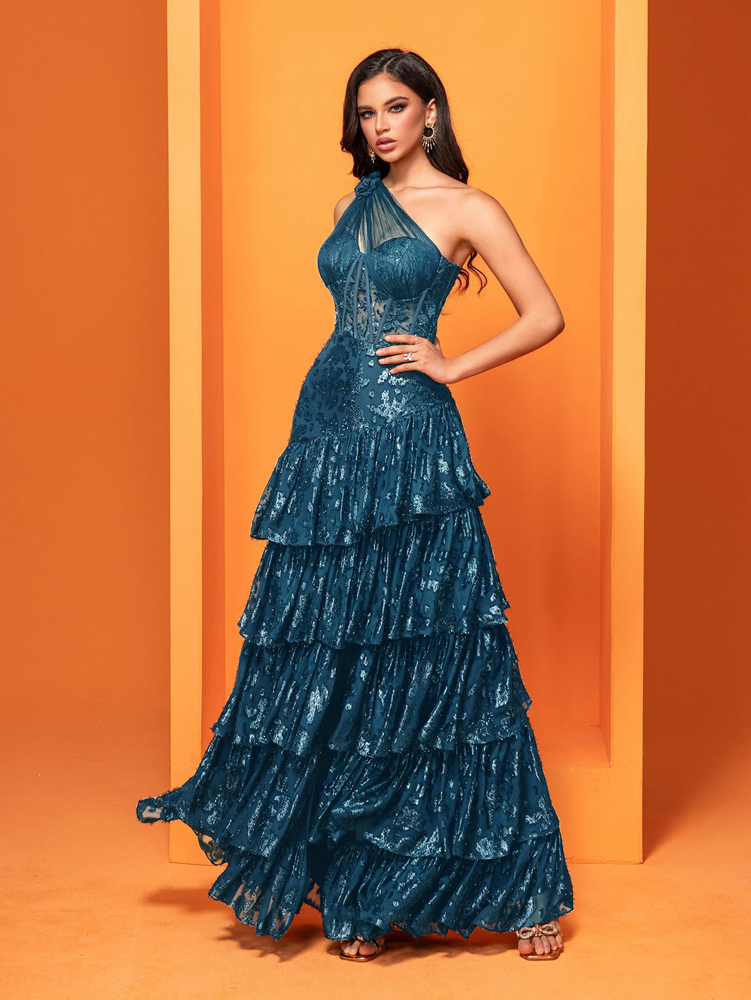 Charming Skew-shouldered Cocktail Gown