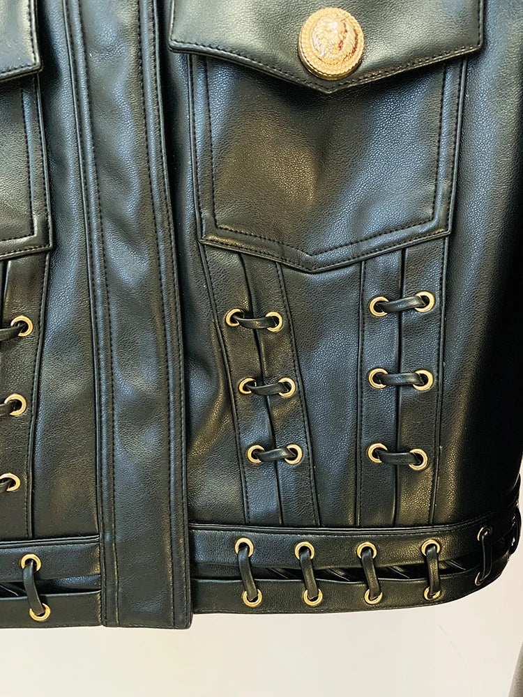 Fashionable Rope Lace-Up Jacket