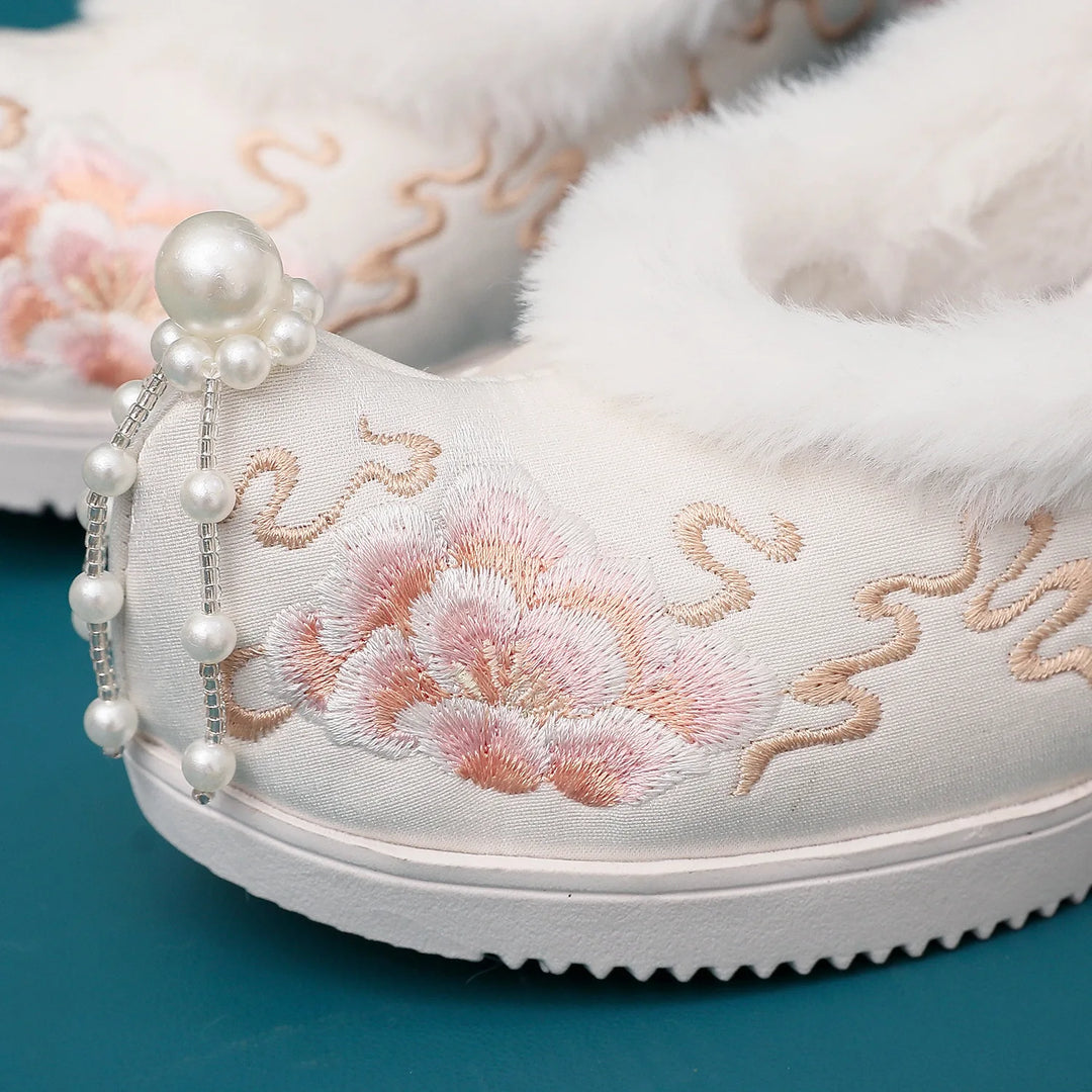 Antique Lolita Embroidered Bow Shoes